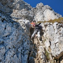 Marion on the short via ferrata Herbert Wieser Klettersteig to the summit of&amp;nbsp;Tac-Spitze